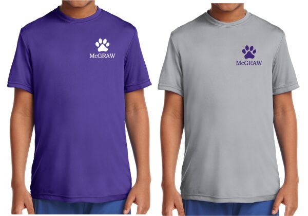 McGraw 100% Polyester Youth Performance Unisex T-shirt